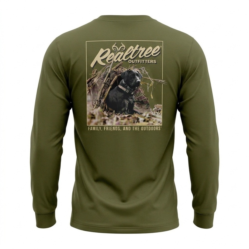 RRealtree Outfitters Black Lab Hunting Dog Long Sleeve Shirt Men Small Green